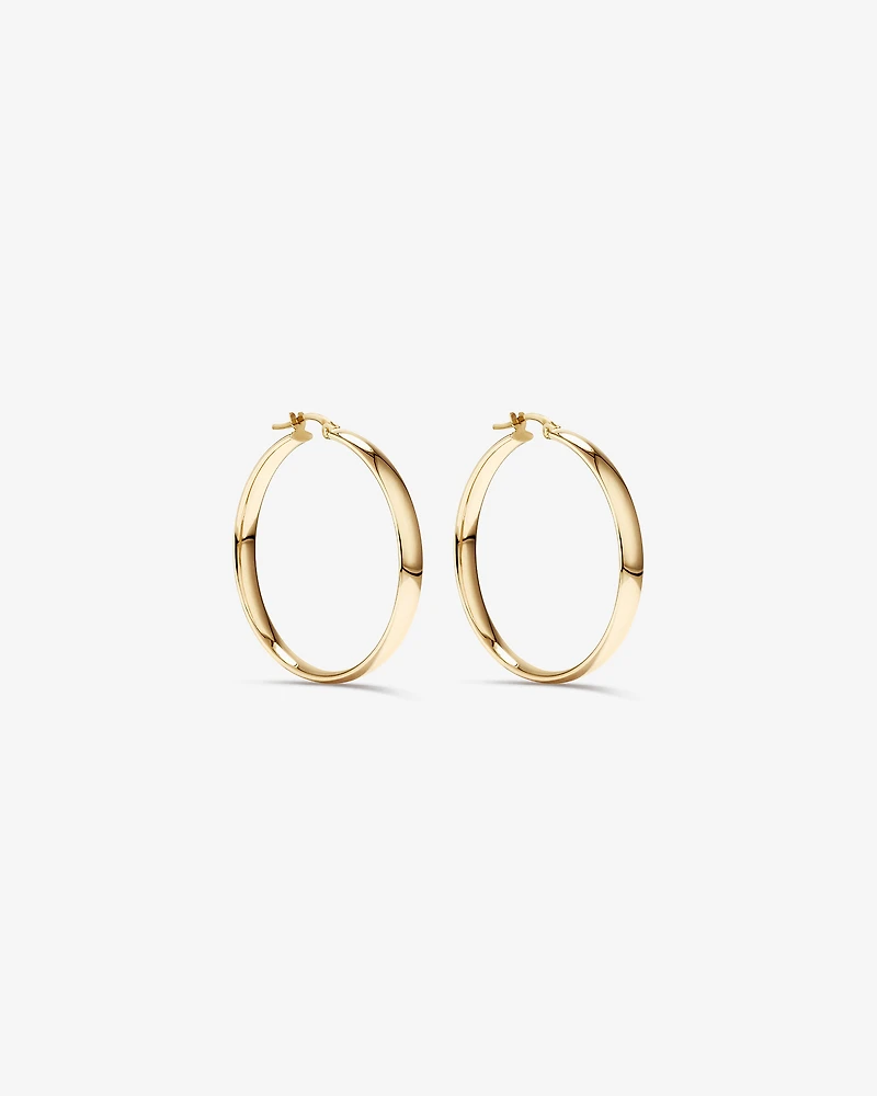 30mm Rounded Flat Hoop Earrings in 10kt Yellow Gold
