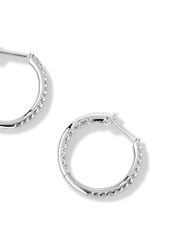 Hoop Earrings With 0.25 Carat TW Of Diamonds 10kt White Gold