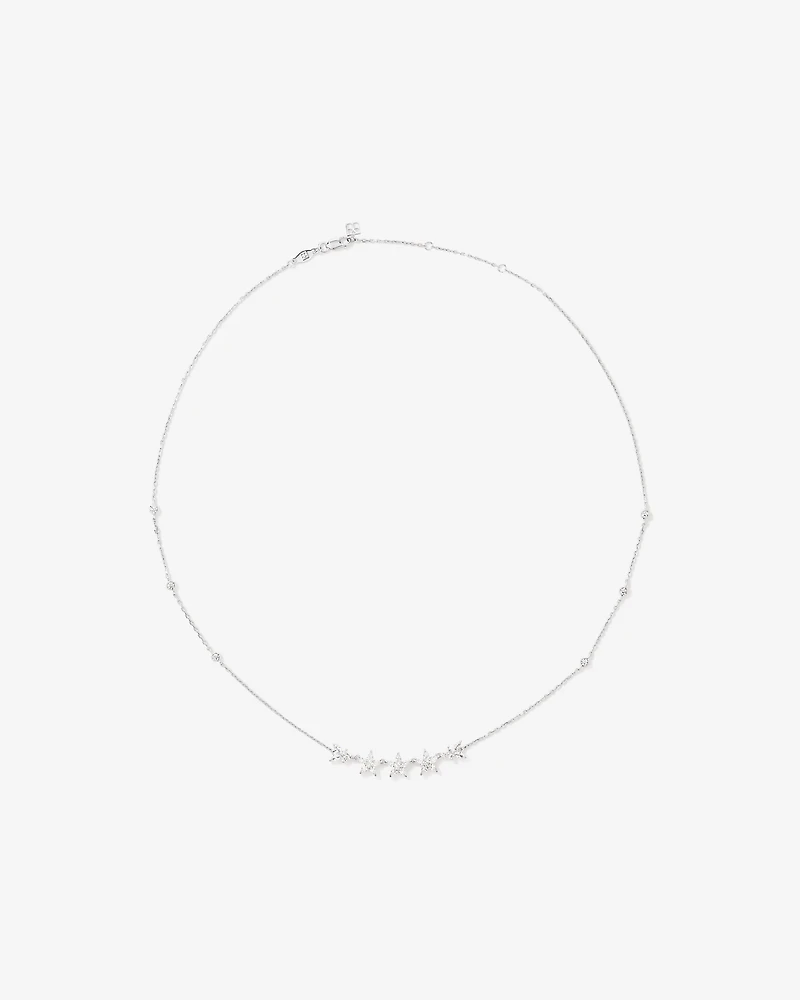 50cm (19.6") Floral Necklace with Cubic Zirconia in Sterling Silver
