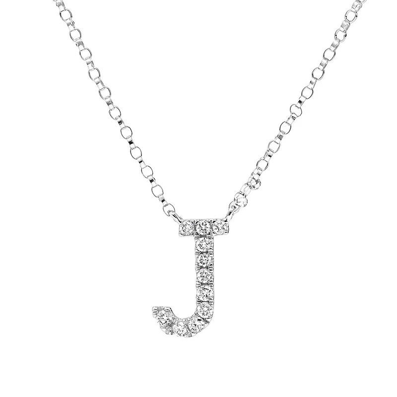 J' Initial necklace with 0.10 Carat TW of Diamonds in 10kt White Gold