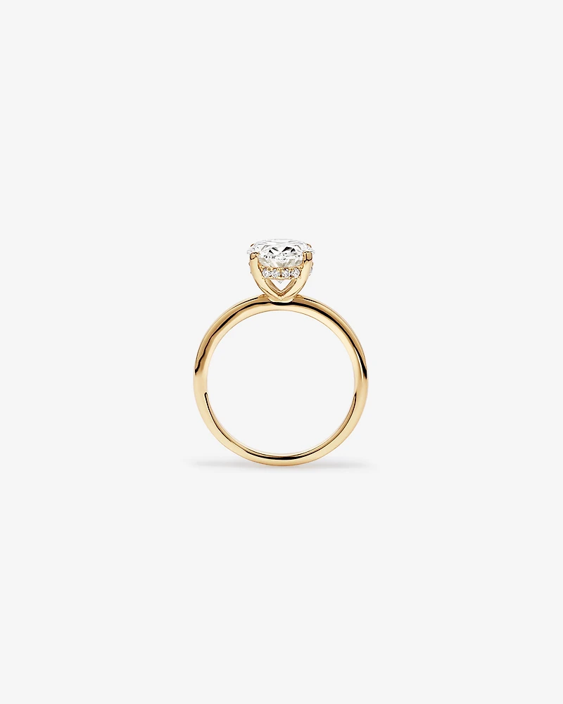 Bague solitaire en or jaune 18 carats avec diamant de laboratoire taille ovale de 3,10 carats