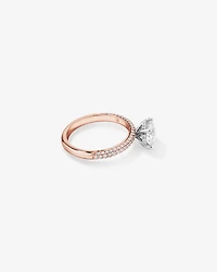 Bague de fiançailles ronde TW de 1,95 carat en diamants brillants et diamants en or rose et blanc 14 carats