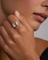 Bague Toi Et Moi En Argent Sterling Avec Zircon Cubique En Forme De Poire Et D'Ovale