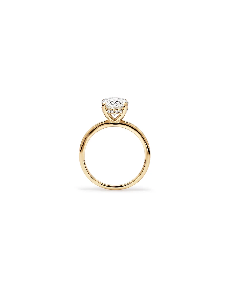 Bague solitaire en or jaune 18 carats avec diamant de laboratoire taille ovale de 3,10 carats