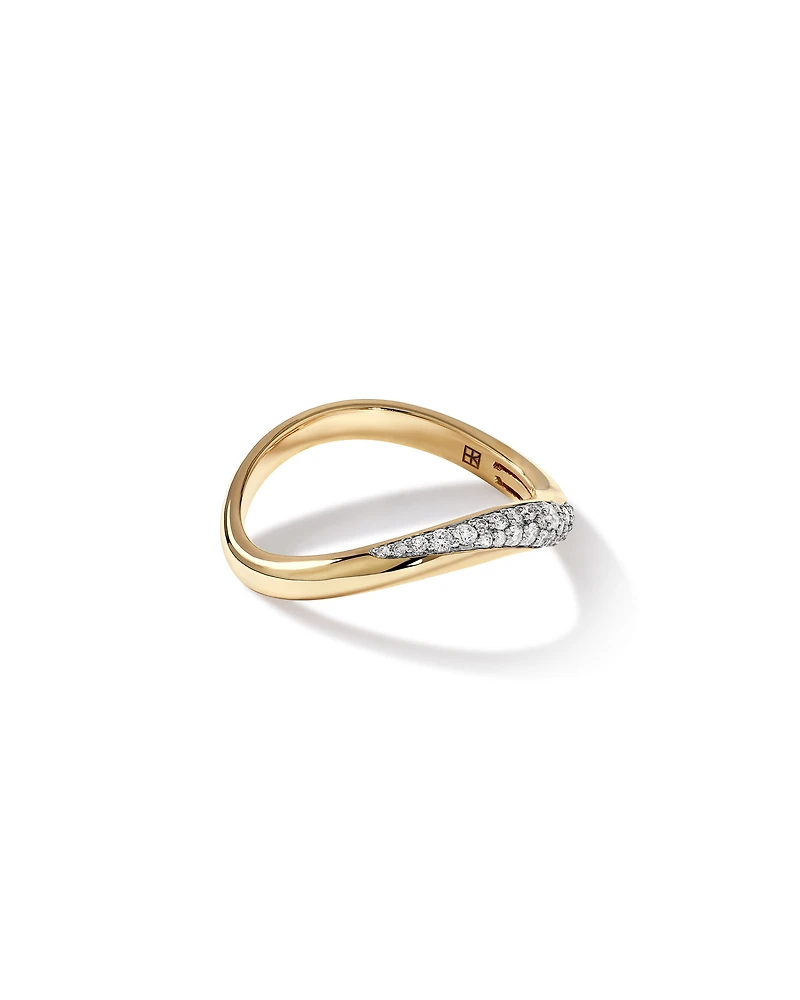 Carat TW Diamond Stardust Wave Ring 10kt Yellow Gold