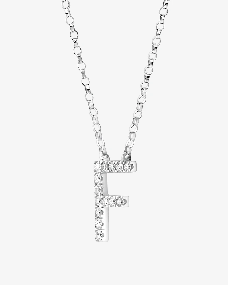 F Initial Necklace with 0.10 Carat TW of Diamonds in 10kt White Gold