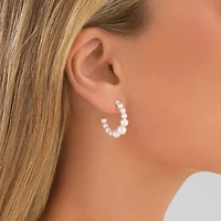 Anneaux courts en or jaune 10 K à perles d'eau douce de culture