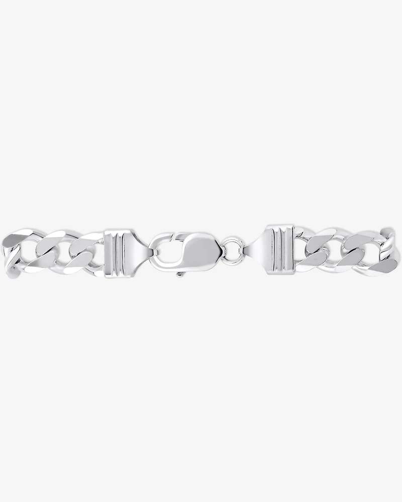 Bracelet gourmette pour homme en argent sterling de 21 cm, largeur de 9 mm