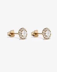 0.50 Carat TW Round Brilliant Laboratory-Grown Diamond Halo Stud Earrings in 10kt Yellow Gold