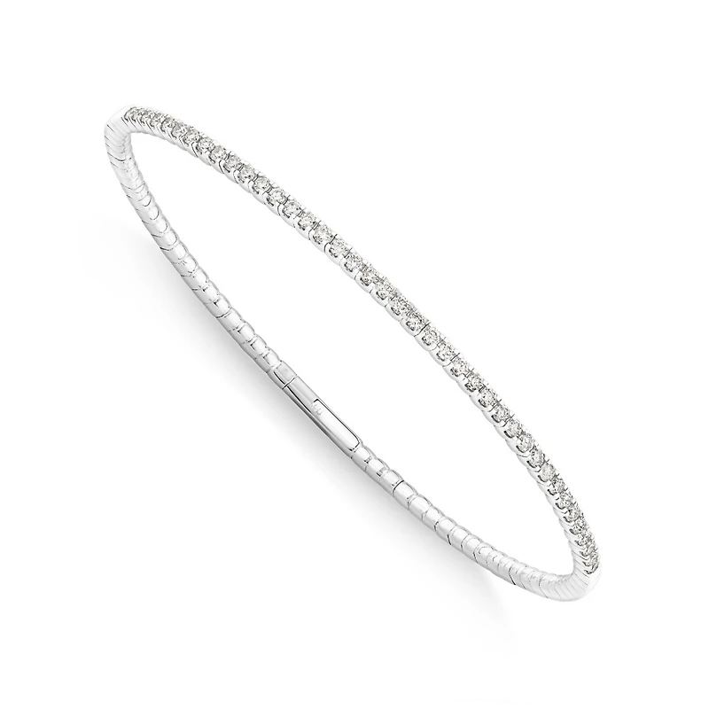 0.68 Carat TW Diamond Row Flex Bangle in 10kt Gold