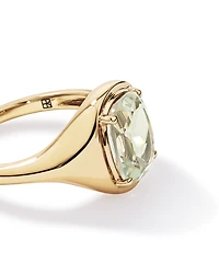 Elongated Cushion Cut Green Amethyst Ring 10kt Yellow Gold