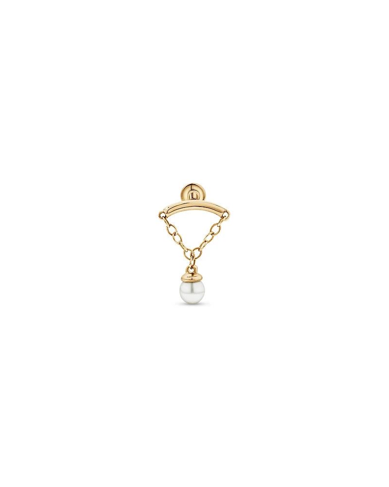 Cultured Freshwater Pearl Floating Single Helix in 10kt Gold