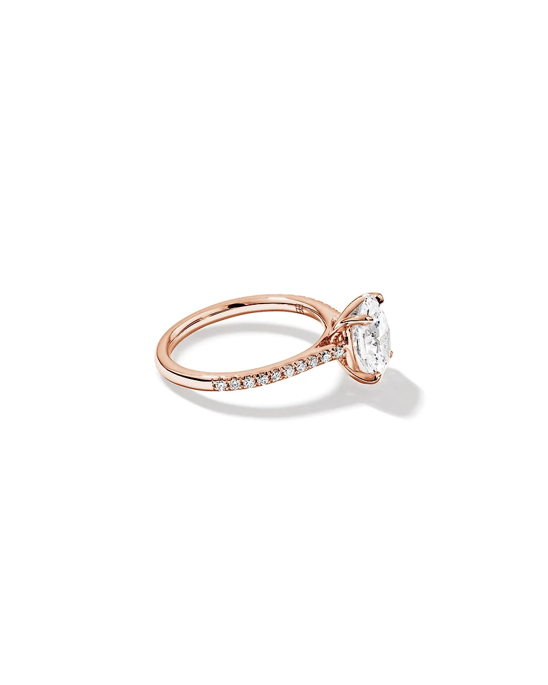 2.20 Carat TW Oval Cut Laboratory-Grown Diamond Engagement Ring 14kt Rose Gold