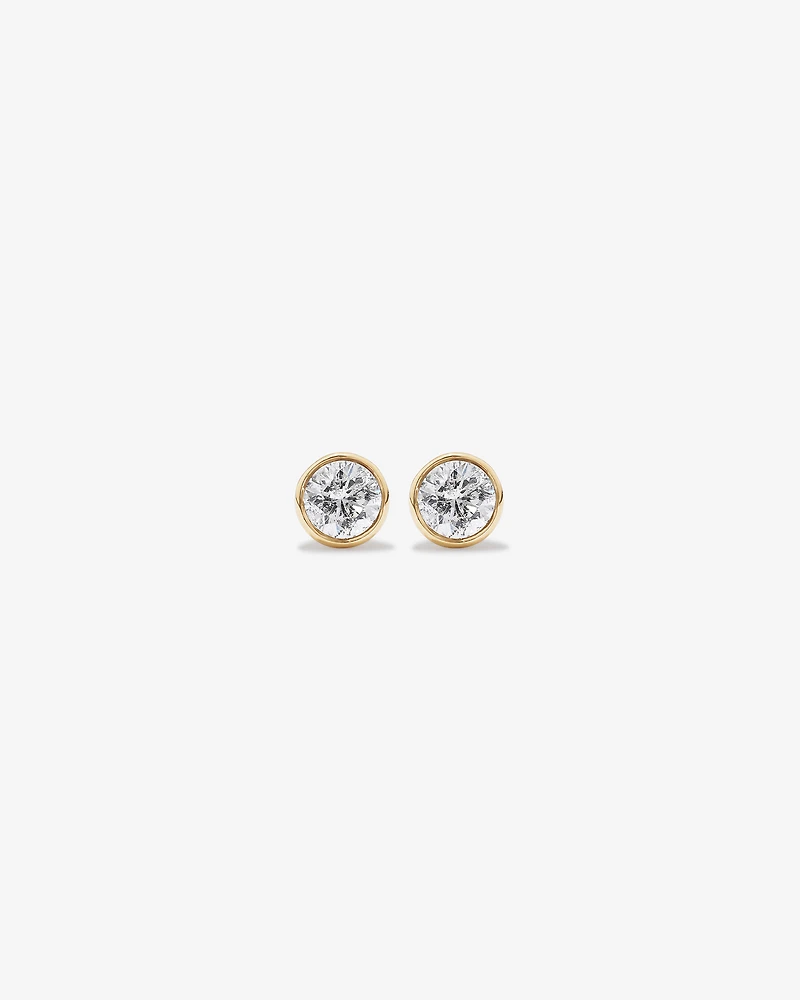 0.25 Carat TW Round Brilliant Diamond Solitaire Bezel Set Stud Earrings 18kt White Gold