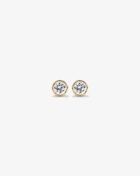 0.25 Carat TW Round Brilliant Diamond Solitaire Bezel Set Stud Earrings 18kt White Gold