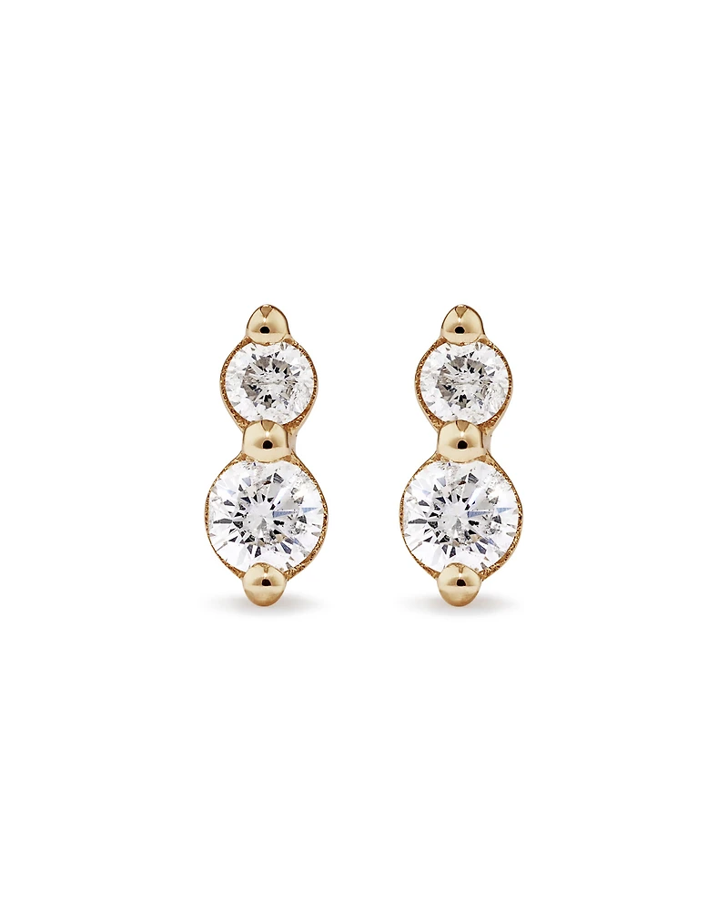 Two Stone Diamond Stud Earrings in 10kt Yellow Gold