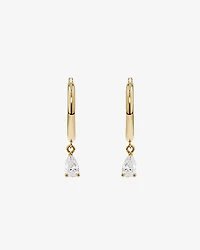Pear Cubic Zirconia Charm Hoop Stud Earrings in 10kt Yellow Gold