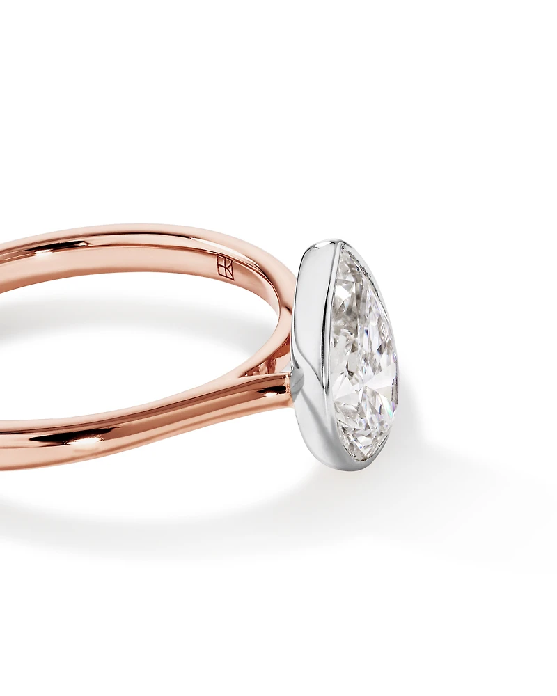 Bague de fiançailles TW TW de 1,25 carat en diamants solitaires de laboratoire en or rose et blanc 14 carats