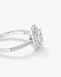 0.50 Carat TW Pie Cut Diamond Double Halo Engagement Ring in 14kt White Gold