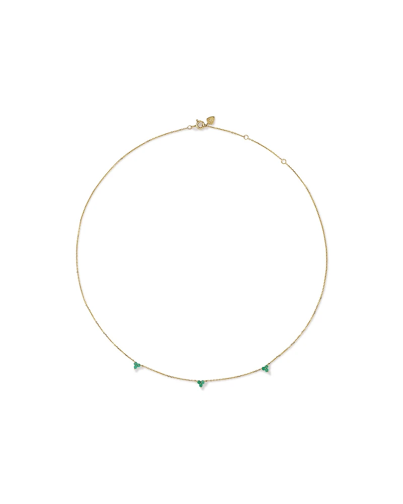 Emerald Trio Station Necklace in 10kt Yellow Gold