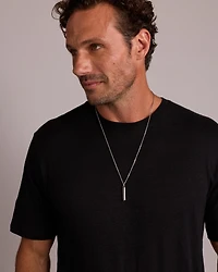 Men's Pave Black Diamond Pendant on Cable Chain in Sterling Silver