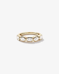 1.50 Carat TW Bezel Set Emerald and Oval Cut Lab-Grown Diamond Wedding Band 14kt Yellow Gold