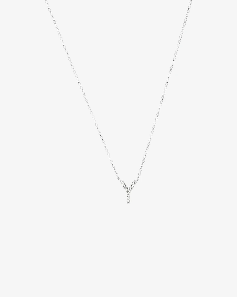 Y Initial Necklace with 0.10 Carat TW of Diamonds in 10kt White Gold