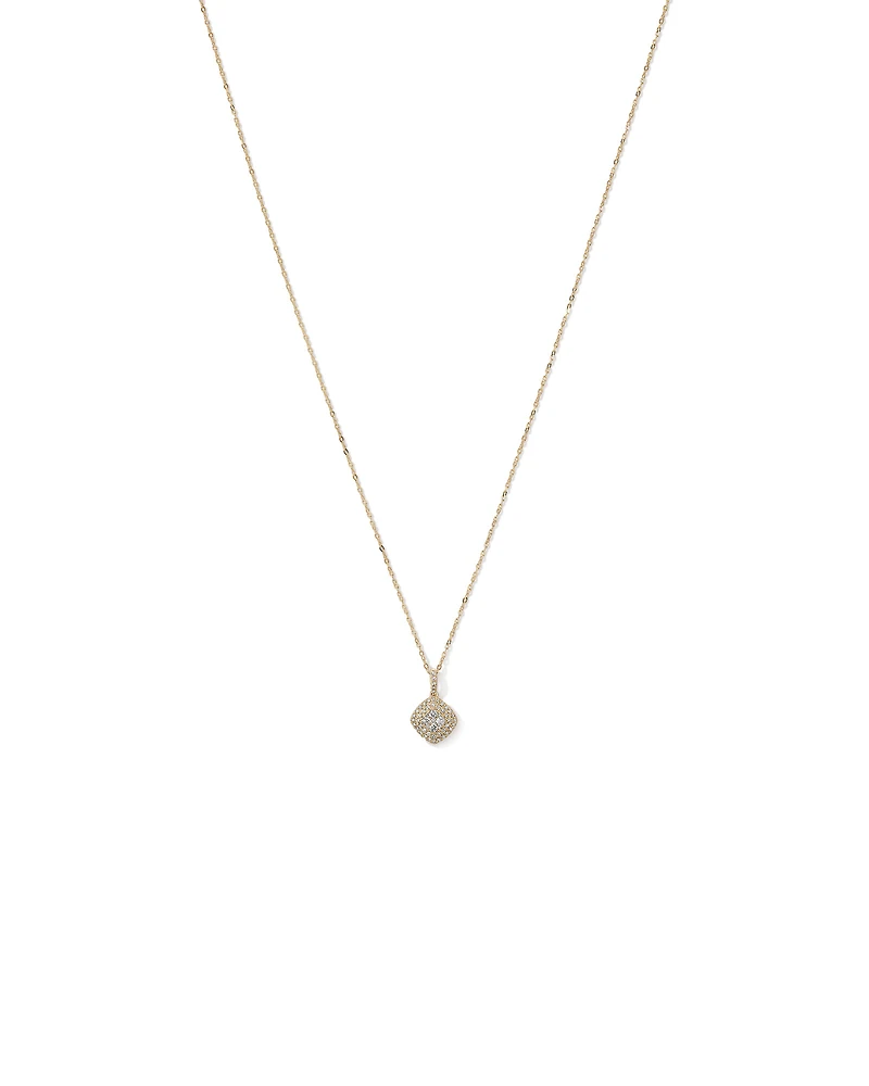 0.30 Carat TW Cushion Shaped Diamond Cluster Pendant Necklace in 10kt Yellow Gold