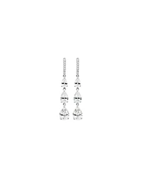 Pear Shape Cubic Zirconia Triple Drop Stud Earrings in Sterling Silver