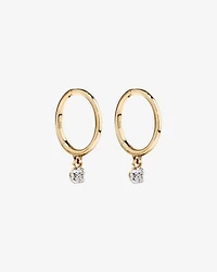 Round Brilliant Diamond Drop Sleeper Earrings in 10kt Yellow Gold