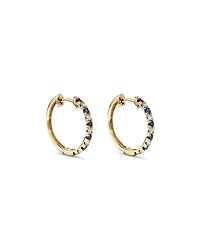 0.22 Carat TW Diamond and Created Sapphire Huggie Hoop Earrings in 10kt Yellow Gold