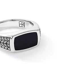 Bague embalière en onyx noir en argent sterling