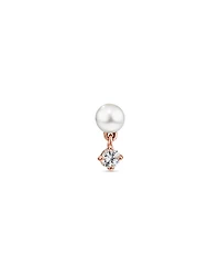 Cultured Fresh Water Pearl & White Sapphire Single Helix Earring in 10kt Rose Gold