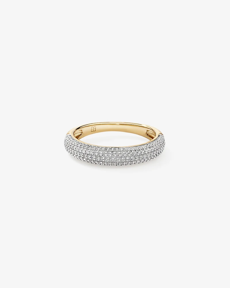 Slim Pavé Dome Ring with Cubic Zirconia in 18kt Vermeil