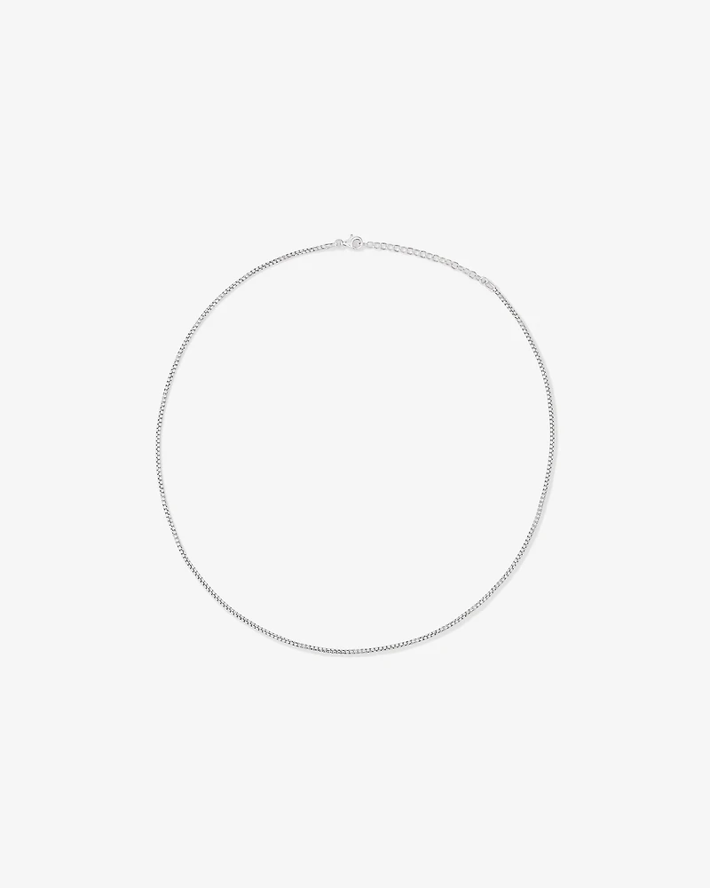 50cm (20") 1.82mm Width Round Box Chain Necklace in Sterling Silver