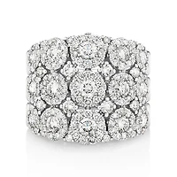 Bague à bulles à 3 rangs en or blanc 14 K avec diamants totalisant 3 ct