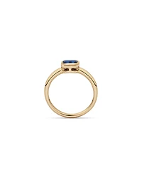Australian Sapphire Emerald Cut Bezel Set Ring 10kt Yellow Gold