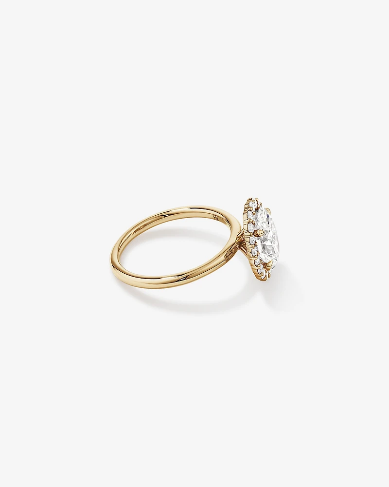 2.34 Carat TW Oval Cut Laboratory-Grown Diamond Halo Engagement Ring in 14kt Yellow Gold