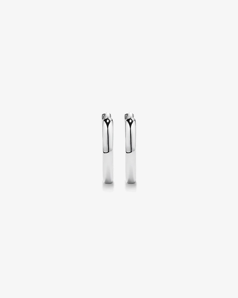12mm Medium Polished Huggie Earrings in Sterling Silver