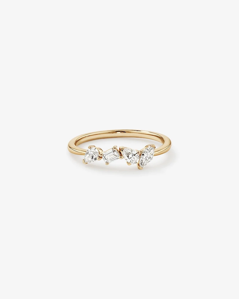 Bague en diamant de quatre pierres taillée laboratoire 0,40 carat TW cultivé or jaune 10 carats