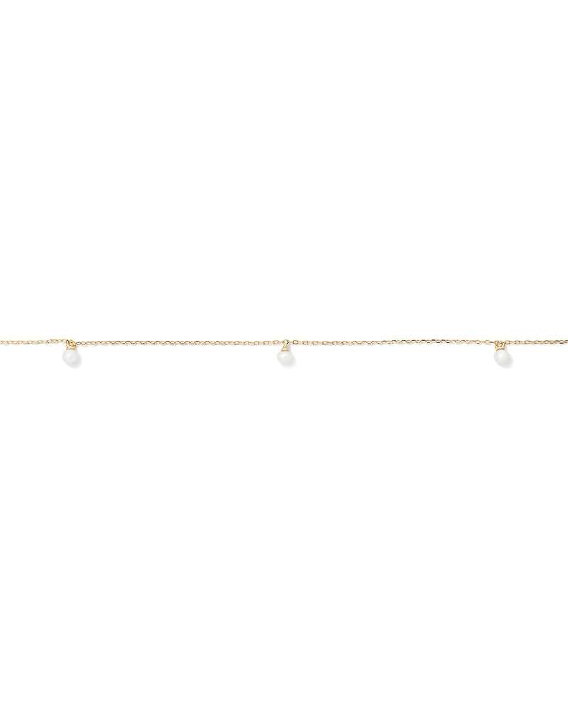 Cultured Freshwater Pearl Station Necklace in 10kt Yellow Gold