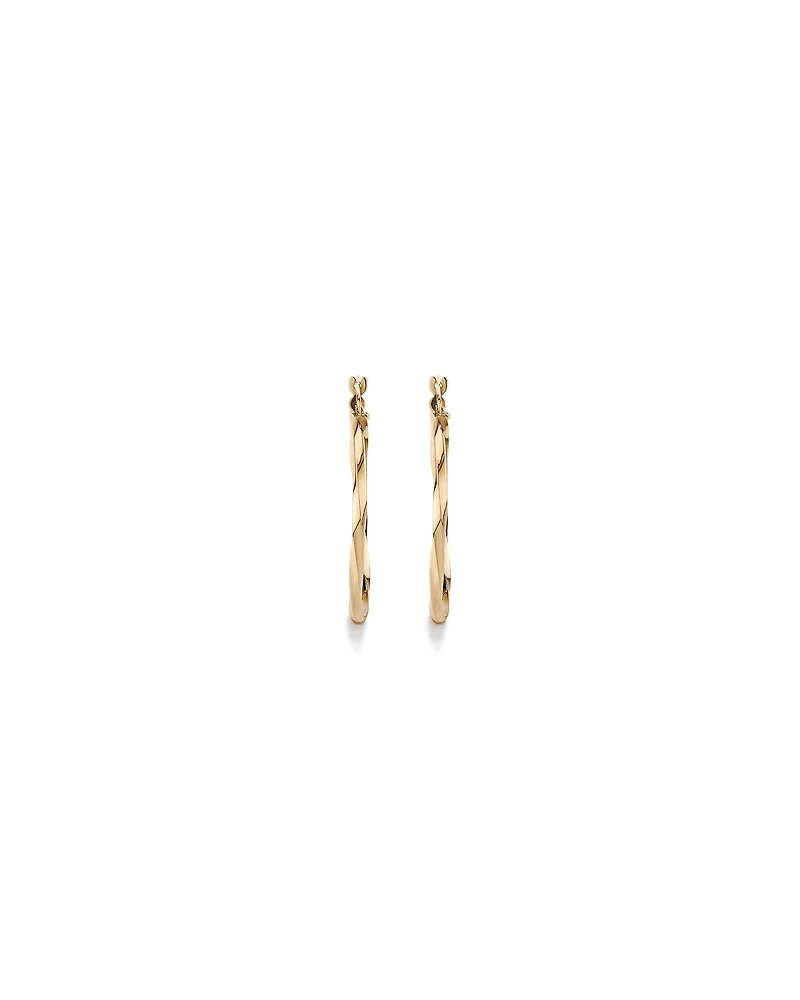 28mm Square Twist Hoop Earrings in 10kt Yellow Gold