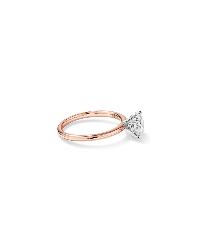 Bague de fiançailles solitaire ronde en diamants brillants de laboratoire TW de 1,25 carat en or rose et blanc 14 carats