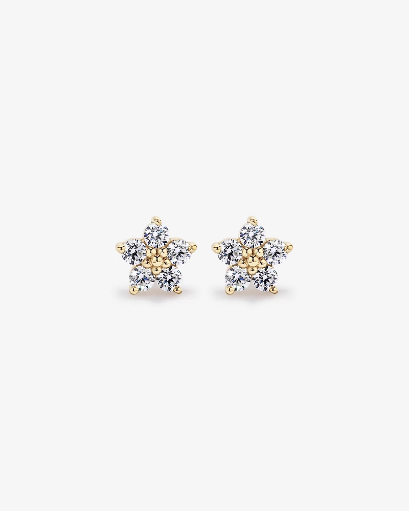 Boucles d’oreilles fleur en vermeil 18 ct avec zirconiums cubiques