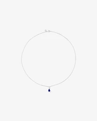 Pear Cut Created Sapphire Pendant and Stud Earring Set in Sterling Silver