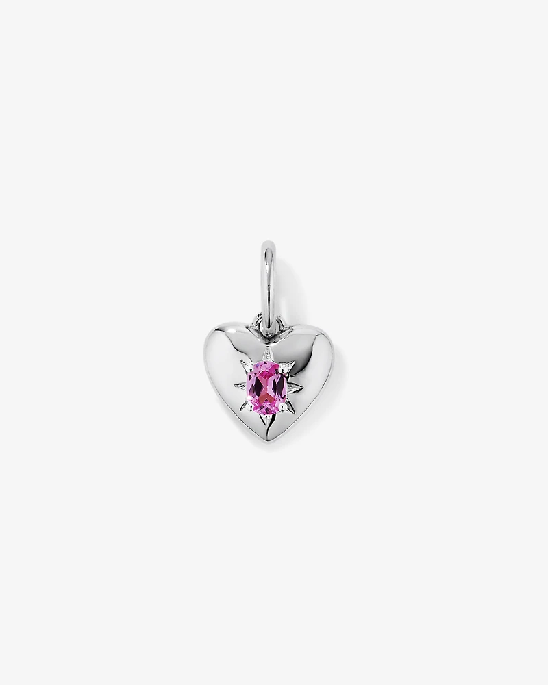 Heart Created Pink Sapphire Pendant in 10kt Gold
