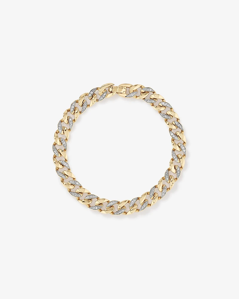 21cm Cuban Link Bracelet with 1.00 Carat TW of Diamonds in 10kt Yellow Gold