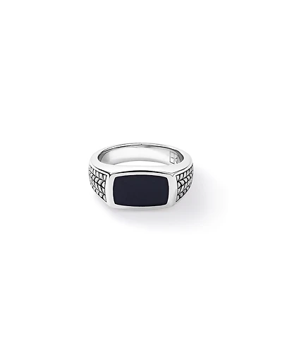 Bague embalière en onyx noir en argent sterling