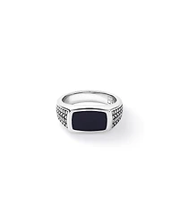 Bague embalière en onyx noir en argent sterling
