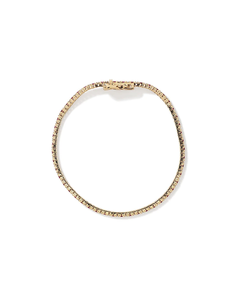 0.68 Carat TW Diamond and Created Emerald Tennis Bracelet in 10kt Yellow Gold